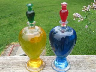 1930s 2 Piece Fillable Pharmacy Show Globe/bottles Apothecary Drugstore Displays