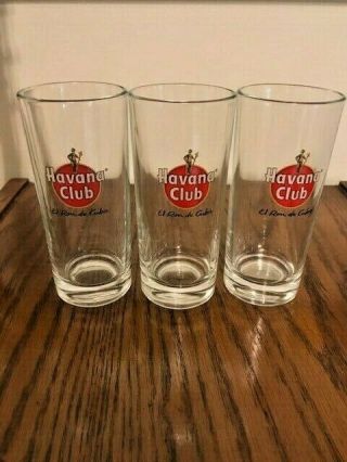 3 Havana Club Rum Glasses 8 Oz.  Tres Vasos Havana Club Rum El Ron De Cuba