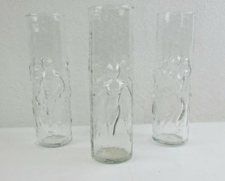 3 Nude Lady & Muscle Man Libbey Tall Cocktail Barware Glasses