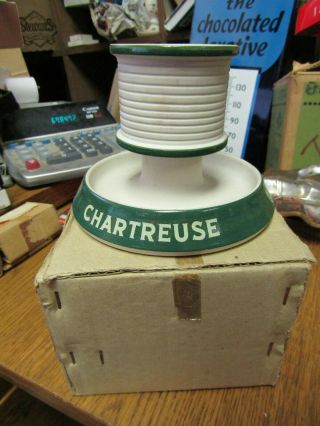 Vintage Chartreuse Liqueur Pottery Matchholder Ashtray