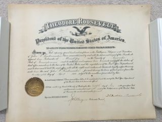 HISTORIC President Theodore Roosevelt hand signed 1908 dated Appointment 2