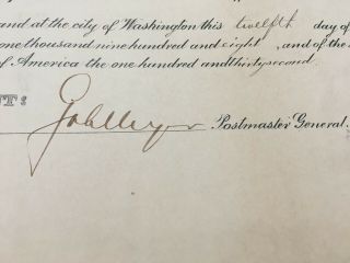 HISTORIC President Theodore Roosevelt hand signed 1908 dated Appointment 6