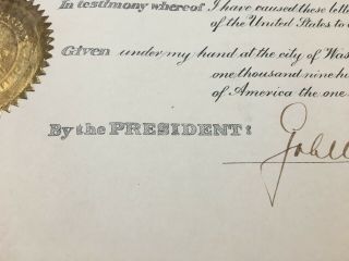 HISTORIC President Theodore Roosevelt hand signed 1908 dated Appointment 7