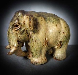 Stunning Large Royal Copenhagen Sung Glazed Elephant By Knud Kyhn