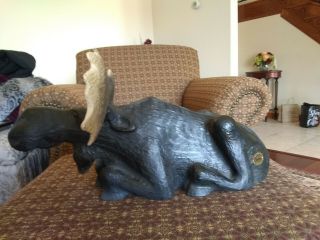 Big Sky Carvers - - - - Hand Carved Jeff Fleming Wood Moose Sculpture 4