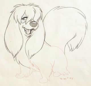 1955 Disney Lady And The Tramp Peg Dog Production Animation Drawing Cel