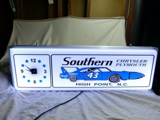 Large Lighted Plymouth Superbird Richard Petty Nascar Lighted Clock Sign