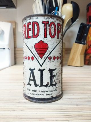 Red Top Ale Opening Instructional Tough " 719 " Flat Top Can,  Cincinnati,  Ohio