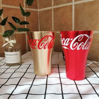 Rare China Coca Cola Red & Glod Aluminum Cups Commemorative Set 2