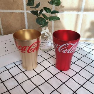 Rare China Coca Cola Red & Glod Aluminum Cups Commemorative Set 4