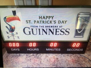 Guinness St Patrick’s Or Game Day Countdown Clock Wall Hanger Decor Bar Neon Nib