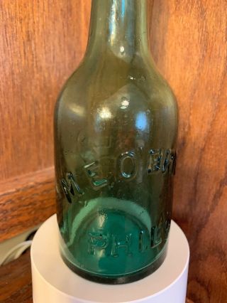 M.  E.  O ' Brien PHILA Emerald Green Squat Vintage Bottle 3