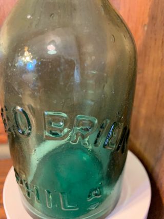 M.  E.  O ' Brien PHILA Emerald Green Squat Vintage Bottle 4