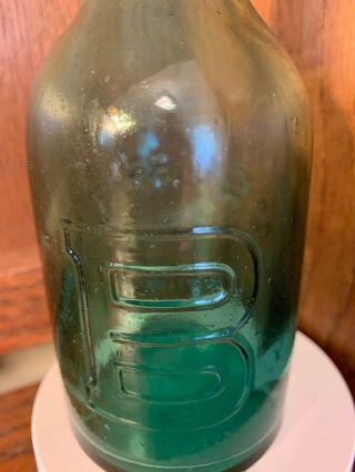 M.  E.  O ' Brien PHILA Emerald Green Squat Vintage Bottle 6