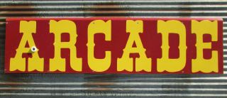 Big Vintage Penny Arcade Carnival Game Metal Sign Neon Salvage Midway Marquee