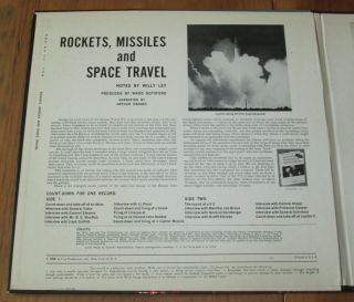 SIGNED by Wernher Von Braun 1958 Rockets & Space Travel LP Willy Ley VOX 11.  120 6