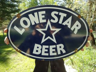Vintage Lone Star Beer Porcelain Enamel Sign Texas Beer