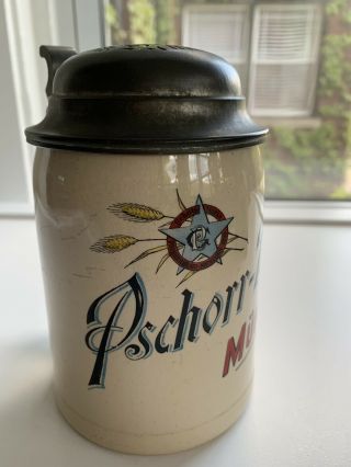 Antique German Pottery 1/2 L Beer Stein Pschorr - Brau Munchen