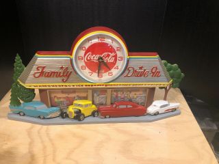Vintage Family Drive In Coca Cola Clock Haven Quartz