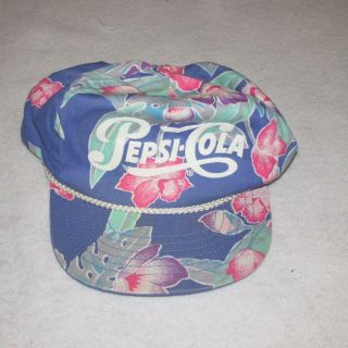 Vintage Pepsi Cola Hawaiian Snapback Hat Cap Patch Floral Baseball Rare Euc 2h4