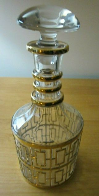 Imperial Glass Gold Shoji Decanter Mcm Mid Century Modern Mod Signed