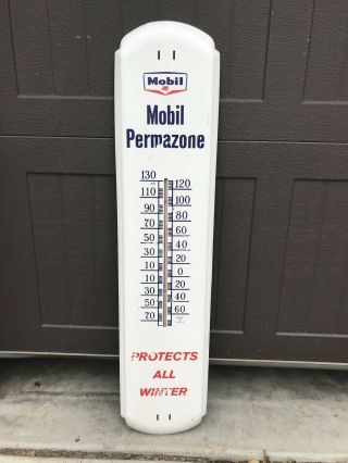 Vintage Mobil Permazone Thermometer Gas Oil Auto Sign Not Porcelain