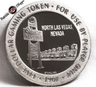 $5 Full Proof Sterling Silver Slot Token Silver Nugget Casino 1967 Fm Las Vegas