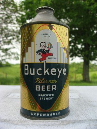 Buckeye Pilsener Beer,  Buckeye Brewing Co,  Toledo,  Ohio,  Cone Top Beer Can