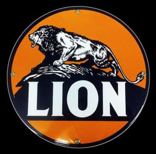 Lion Gasoline Porcelain Advertising Sign