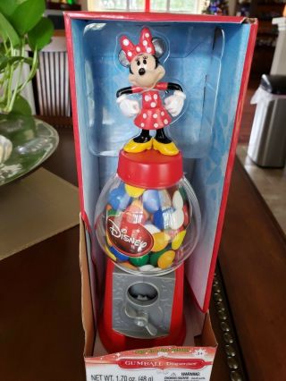 Christmas Minnie Mouse Gumball Dispenser Machine 9 1/2 Inches Tall Disney
