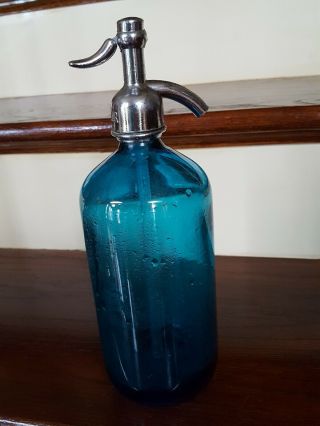 Rare Aqua Blue Antique Seltzer Bottle Bronx NY 26 Oz Registered 4