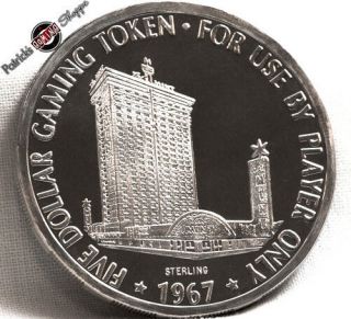$5 Full Proof Sterling Silver Slot Token The Casino 1967 Fm Las Vegas Coin