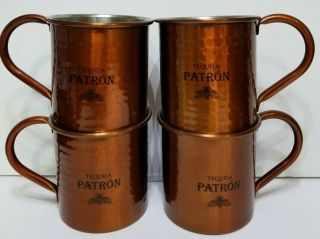 Patron Tequila Hammered Copper Mug Set Of 4 Moscow Mule