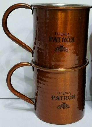 Patron Tequila Hammered Copper Mug Set of 4 Moscow Mule 2