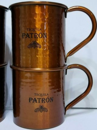 Patron Tequila Hammered Copper Mug Set of 4 Moscow Mule 3