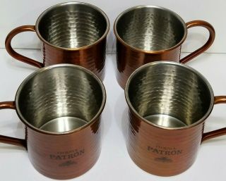 Patron Tequila Hammered Copper Mug Set of 4 Moscow Mule 4
