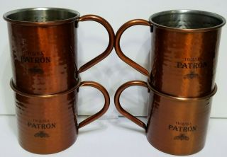 Patron Tequila Hammered Copper Mug Set of 4 Moscow Mule 6