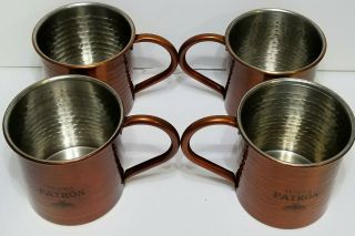 Patron Tequila Hammered Copper Mug Set of 4 Moscow Mule 7