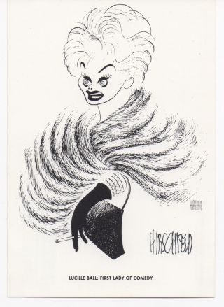 Signed Al Hirschfeld Postcard Of Lucille Ball Autographed Authentic I Love Lucy
