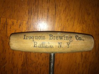 Iroquois Beer Wooden Handle Cork Screw Opener Pre Prohibition No.  1