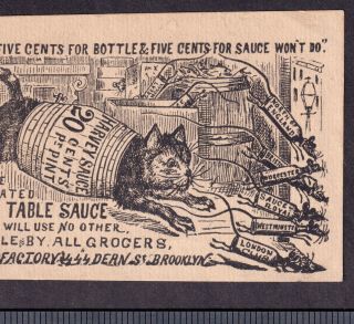 Brooklyn Rare Harvey Table Sauce Ny Bottle Anthropomorphic Cat Mouse Trade Card