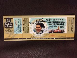 Mario Andretti 1969 Winner Signed Indianapolis Indy 500 1970 Race Ticket Full