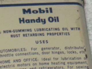 VINTAGE 1950 ' S MOBIL OIL & GAS 4oz.  HANDY OIL CAN L@@K 5