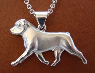 Large Sterling Silver Rottweiler Moving Study Pendant