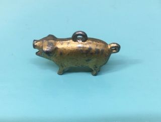 Rare Antique Stanhope Pig Charm - Risqué Total Nude Inside - Pot Medal