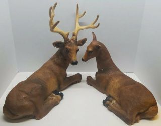 Vtg Universal Statuary Large Deer & Doe Resin Statue Figurine Set 1984 Usa Retro