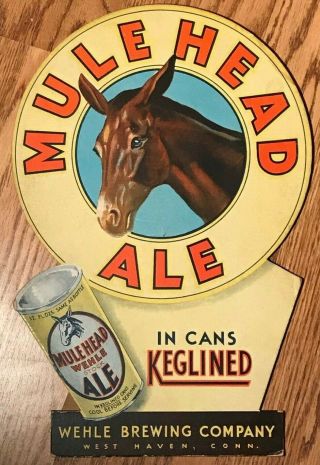 Wehle Mule Head Ale Diecut Easel Sign Keglined Cans Instructional Beer Can