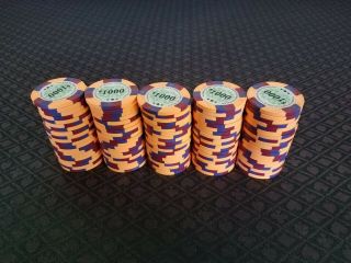 100 Count - $1000 Real Clay,  Casino Devinci Poker Chips Shown With Paulson