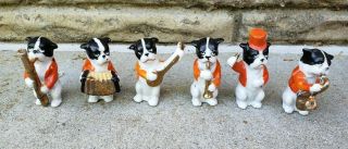 Rare Boston Terrier Ceramic Band Figures Japan