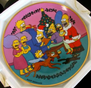 4 diff 1991 Simpsons collector ' s plates Xmas Therapy Maggie FRANKLIN LE ' d 2